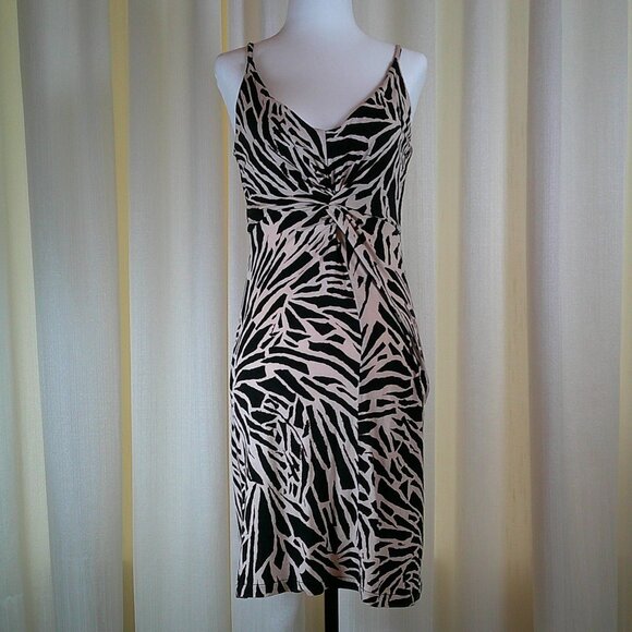 H&M Zebra Print Twist-Front Slip Dress – Black & Blush Size S - Picture 1 of 8